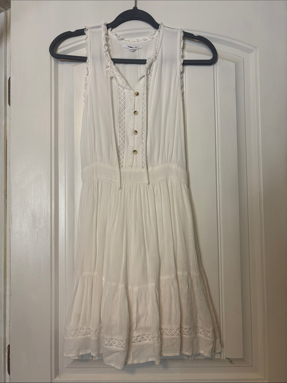 O'Neill Cream Sleeveless Lace-Trim Mini Dress